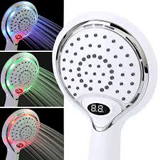 Led Shower Head Handheld With Temperature Sensing Technology Lcd Temperature Digital Display 3 Vibrant Colors Change Automatically According To Water Temperat