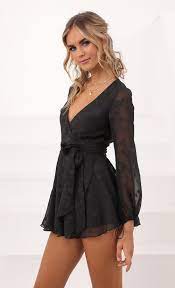 Party Dresses Lexi Ruffle Wrap Dress In Black Floral