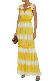 Prabal Gurung Woman Degrade Plisse Crepe De Chine Gown Yellow Prabal Gurung