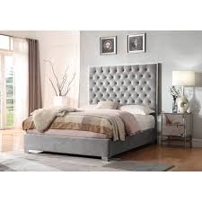 It is designed with graceful button tufted diamond patterns on both the headboard and footboard and upholstered in light grey color linen fabric, which lends your space a sumptuous look perfect for contemporary or traditional styles. 251 First Vivian Gray Upholstered Queen Bed Bellacor
