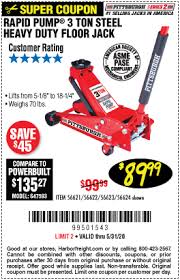 Pittsburgh Automotive 3 Ton Steel Heavy Duty Floor Jack With Rapid Pump For 89 99 In 2020 Harbor Freight Tools Foam Bumpers Harbor Freight Coupon