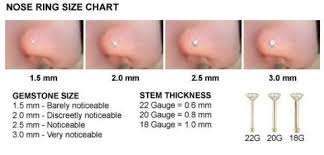 nose ring size chart diamond nose stud piercing chart