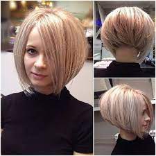 Blonde Fluffy Inverted Bob Haircut Bob Haircuts For Fine Hair Inverted Bob With Bangs Black Hair Bo Hair Styles Bob Haircut For Fine Hair Angled Bob Haircuts