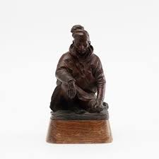 March 10, 1876, copenhagen, denmark died: Christian Eriksson Skulptur Sittande Lapp Brunpatinerad Brons Utford 1900 Konst Skulptur Auctionet