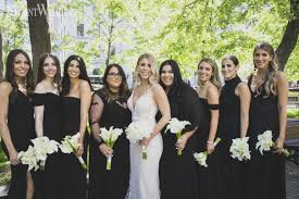Dazzling Black White Gold Wedding Elegantwedding Ca Black Bridesmaid Dress Mismatched White Gold Wedding Gold Bridesmaid Dresses