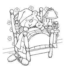 Cute Teddy Bear In Bed Coloring Picture Teddy Bear Coloring Pages Bear Coloring Pages Coloring Pictures