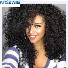 Curly and thick hair may be little bit hard to maintain especially if you have short haircut. Amazon Com Atozwig Kinky Curly Afro Wig 22 Long Kinky Curly Wigs For Black Women Black Hair Wig African American Synthetic Cheap Wigs For Women Beauty