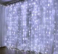 Гирлянда штора от сети (2,5х1,5 м) 240 LED прозрачный шнур ...