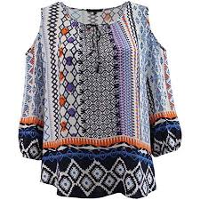 Womens Plus Size Cold Open Shoulder Summer Casual Blouse Knit Top Tribal Print3x G16 020l