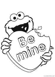 Cookie Monster Coloring Pages Valentines Day Coloring4free Coloring4free Com