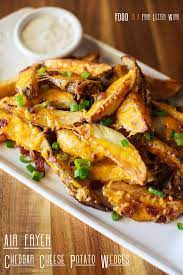 Air Fryer Cheddar Cheese Potato Wedges Recipe Recipe Potato Wedges Recipe Wedges Recipe Bacon Cheddar Potatoes