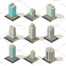 Isometric Office Buildings Set Office Building Building Icon Building