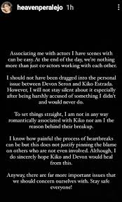Heaven on kiko and devon: Cinema Bravo On Twitter Breaking Heaven Peralejo Denies Involvement In Kiko Estrada Devon Seron Breakup Issue Heavenperalejo Ig Stories Https T Co Fs5ygcufbg Twitter