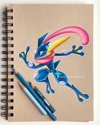 Finished My Pencil Crayon Drawing Of Greninja From Pokemon Super Smash Bros Ultimate Pokemon Drawings Crayon Drawings Graffiti Doodles