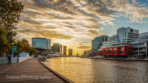 Sunset Over South Wharf From Spencer Street Bridge Melbourne Australia Big Island