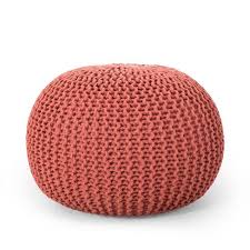 Crochet pouf pattern knitted pouf knitted blankets diy pouf knitting for beginners how to start knitting easy knitting double knitting loom knitting. Nahunta Modern Knitted Cotton Round Pouf Coral Christopher Knight Home Target