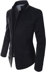 Showblanc Sbdjk8 Man S Slim Fit Chinese Collar 2 Button Casual Style Blazer Black Us M Tag Size Xl At Amazon Men In 2020 Slim Fit Men Fall Outfits Men Casual Fashion