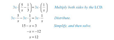 Strategy to solve an equation with fraction coefficients find the least common denominator of all the fractions in the equation. Solving Rational Equations