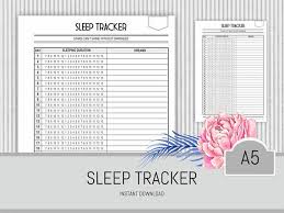 Sleep Tracker Printable A5 Planner Page Instant Download
