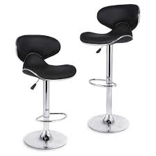 Langria Tabourets De Bar Shanghai Avec Dossier Et Assisse En Similicuir Hauteur Reglable Barre Et Repose Pieds Chro Tabouret De Bar Tabouret Tabouret Cuisine