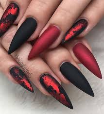 Black And Red Acrylic Nails Ideas Only For His Queen Black And Purple Nails Matte Black Nails Stiletto Nails Designs