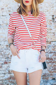 Black And White Striped Top Hat Saint James Stripe Meridien Tee On Prosecco And Plaid Fashion Red Striped Shirt Striped Tee