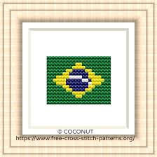 Original cross stitch patterns to print online. National Flag Of Brazil Cross Stitch Chart Free Cross Stitch Pattern