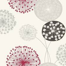 B Q Paste The Paper Lucienne Grey Red Wallpaper Departments Diy At B Q Grey Red Wallpaper Floral Wallpaper Grey Pattern Wallpaper