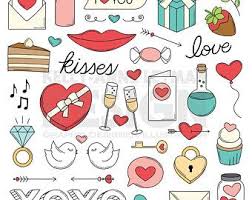 Love Clipart Valentine S Doodle Clip Art Set Trendy Retro Clipart Commercial Use Digital Download Vector Graphics Valentine Doodle Clip Art Love Doodles