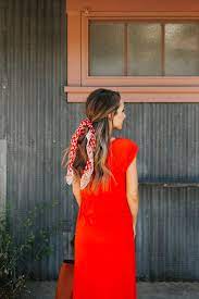 Red Midi Dress With Short Sleeves Merrick S Art Red Midi Dress Short Dresses Scarf Hairstyles