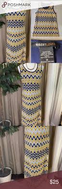 Robert Louis Maxi Dress Blue Yellow White Sz M Robert Louis Maxi Dress Blue Yellow White Sz M 0339 Reat For All Occasions Weddi In 2020 Blue Dresses Blue Yellow Robert Louis
