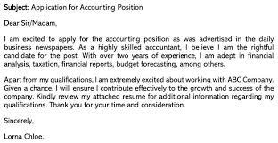 Having seen your advertisement for an 'accountant' in the news paper ( newspaper name/online sources), i offer my services for the vacancy of your company. Accounting Cover Letter Sample Letters Email Examples