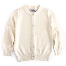 Girls' Scalloped Cardigan Sweater - Ivory 8 Years