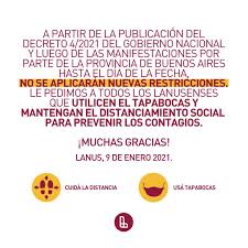 El primer mandatario precisó que las nuevas restricciones se pondrán en marcha a. Diego Kravetz On Twitter En Lanus No Vamos A Aplicar Nuevas Restricciones A La Circulacion Sigamos Respetando Las Recomendaciones De Los Profesionales Para Evitar Mas Contagios Https T Co Ybuztevg6e