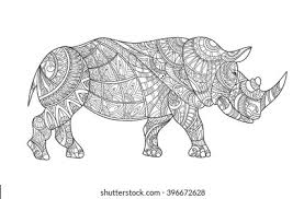 Rabbit holding a carrot coloring page. Drawing Zentangle Rhino Coloring Page Rhinoceros Stock Vector Royalty Free 396672628