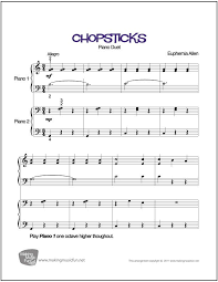 Chopsticks Duet Sheet Music For Piano Digital Print Easy Piano Sheet Music Sheet Music Easy Sheet Music