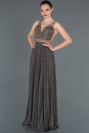 Antrasit Simli Isleme Detayli Abiye Elbise Abu1153 The Dress Elbise Modelleri Aksamustu Giysileri