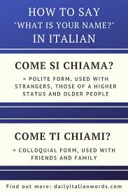 How To Say What Is Your Name In Italian In 2020 Italian Words Italian Phrases Italian Language Learning