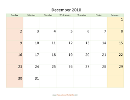 Calendar 2019 printable printable blank calendar free calendar kids calendar calendar pages planner pages 2019 calendar diy kalender kalender design. December 2018 Calendar Printable With Coloring On Weekend Horizontal Free Calendar Template Com