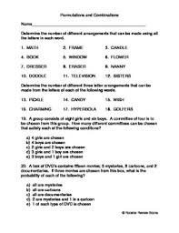 Permutations and combinations june 30, 2009 1. Permutations And Combinations Worksheet By Dawn Facciolo Tpt