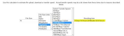 File size in megabytes / (download speed in megabits / 8) = time in seconds · a 15 megabyte file, downloading at 10 megabits per second: Is There A Easy Way To Calculate Time For Data Transfer Super User