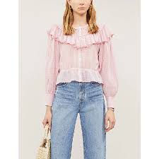 Loveshackfancy Susanne Long-sleeved Cotton Top In English Rose