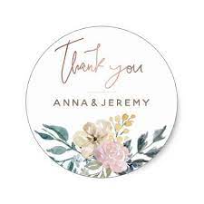 Thank You Rose Gold Floral Wedding Sticker Zazzle Com Wedding Stickers Gold Wedding Gift Rose Gold Style