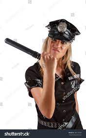 Aggressive Police Woman On White Background Stock Photo 385124329 |  Shutterstock
