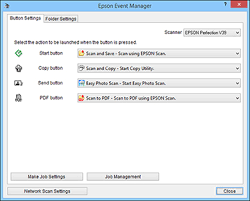 To use the scan to pc function(s), epson event manager needs to be ready to scan. Changing Default Scan Button Settings