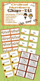 Ordinal Numbers 1st 10th Slap It Card Game Math Center Four Different Card Formats Picture Numbers Words Calendar Lo Thanksgiving Theme Card Games Math