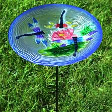 Glass Bird Bath Bowl Only Dragonflies Glass Bird Bath W Stake Glass Bird Bath Bird Bath Glass Birds