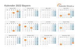 Jahreskalender 2019 mit feiertagen und kalenderwochen (kw) in 18 varianten, a4, hoch & quer. Feiertage 2022 Bayern Kalender