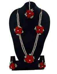 Inform us about product issues, damage, defect, fitting problem, colour problem etc. Buy Stunning Red Colour Flower Jewellery Set For Baby Shower Online Anuradha Art Jewellery