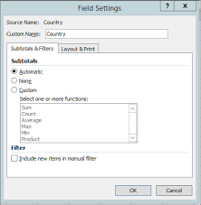 subtotal and total fields in a pivottable excel